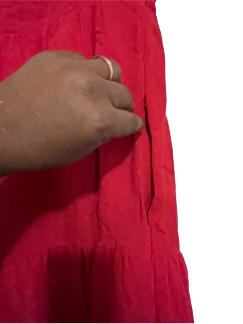 EUC Women's entro Red Tiered Ruffle Sleeve Maxi Dress M - Picture 5 of 7